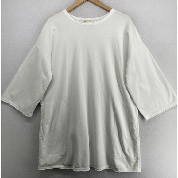 Eileen Fisher Dresses & Skirts - EILEEN FISHER Dress M Organic Cotton Terry Shift Tunic 3/4 Sleeve White
